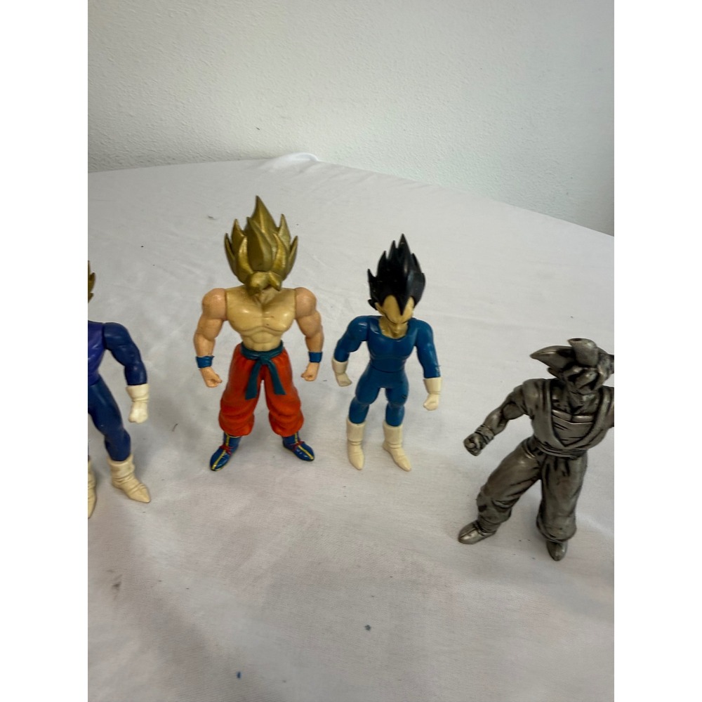 Dragon Ball Z Action Figure Lot Super Saiyan Goku Vegeta SS4 Silver Tone 6pc - Picture 4 of 6